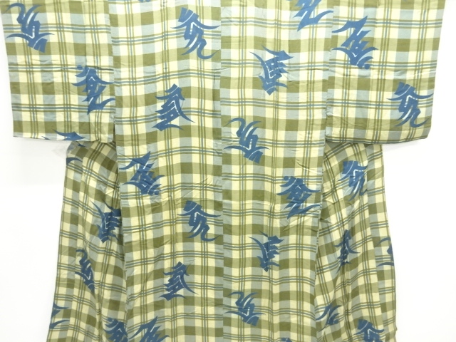 アンティーク　縮緬梵字模様男物長襦袢